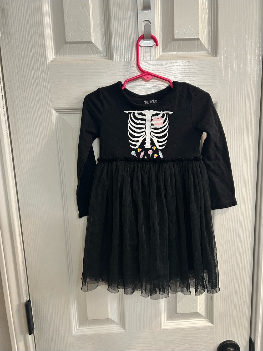 Okie Dokie Girls Size 2T  Tulle Skeleton Dress Halloween black candy theme
